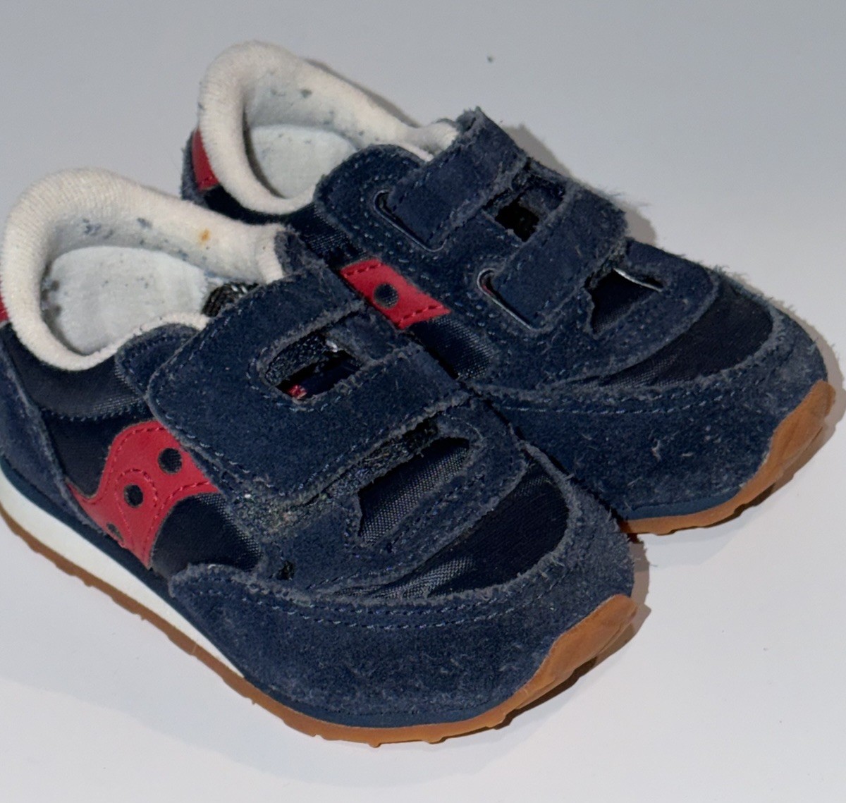 Saucony Jazz HL Baby Toddler Sneakers 5.5W 5.5 Wide Navy Blue Red Suede Uppers thumbnail 6