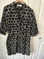 Passion Lillie Woven Cotton Triangles Button-up Dress Size L