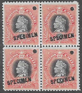 Chile 1901-02, 10c, American Bank Note Co. BLOCK(4), NH SPECIMEN $$ RR #54