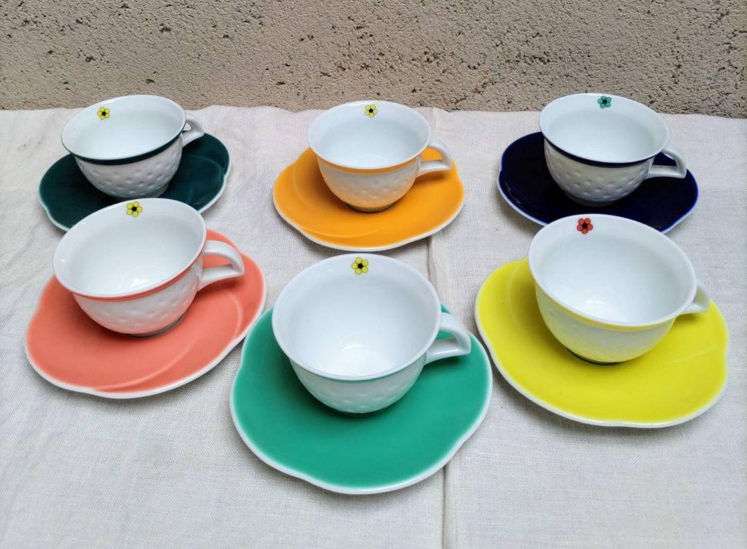 Richard Ginori Margherita Demitasse Cup & Saucer Set of 6 Flower Good condition
