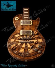 Handmade Bespoke Unique Darts Inspired Pyrography LP Style Electric Guitar