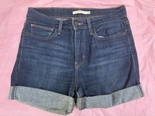 Levi's Women  s Cuffed Denim Cut Off Shorts Blue Retro Mid Rise 5-Pocket Sz 29