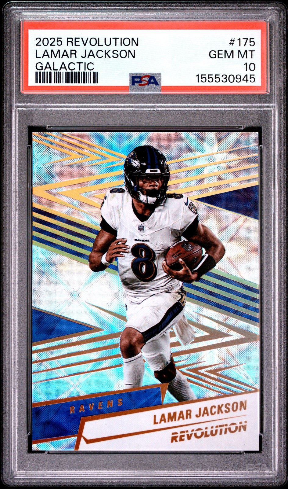 2025 PANINI REVOLUTION GALACTIC #175 LAMAR JACKSON PSA 10 view 1