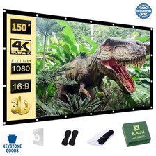 150 Inch Projector Screen 16:9 160 Degree Viewing Portable Foldable Washable