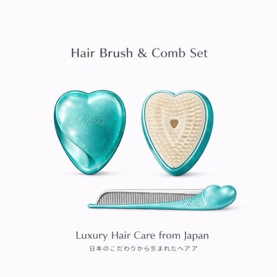 ReFa Heart Brush M Mint Green & Heart Comb Aira M Mint Green Set Japan Authentic