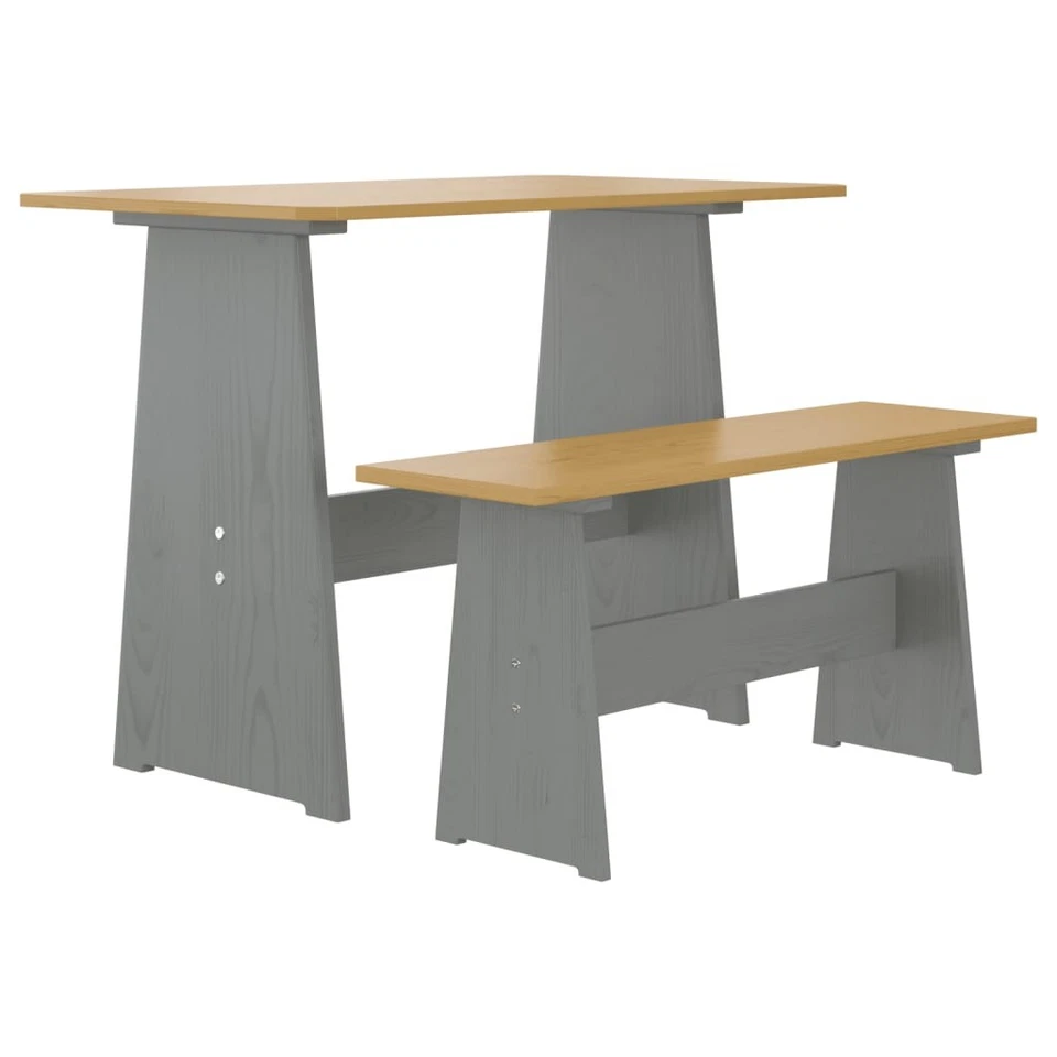 Solid Wood Pine Dining Table with Bench Dinner Table Seat Multi Colours vidaXL - Image 2 of 4