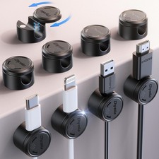 9 Pack Cord Organizer, Chfeila 360 Rotating 9 - Black, Black