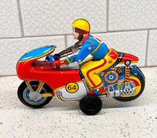 Vintage moto winner 64 tin motorcycle toy, lithographed, made in india