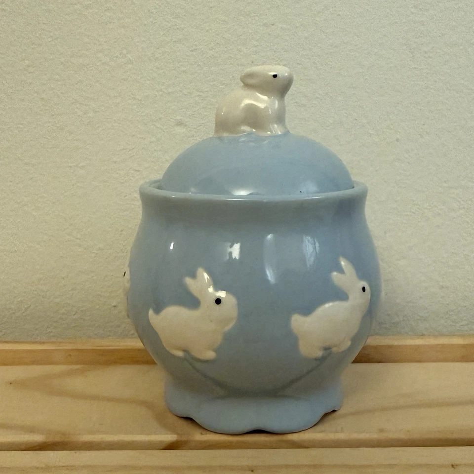 Kate Williams Global Design Connections Blue Bunny Rabbit Pascua Sugar Bowl Té Foto 3 de 4