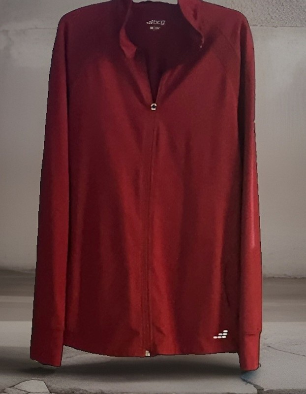 BCG Dark Red Full Zip Jacket, Size Medium, Collared, Pockets, Long Sleeves