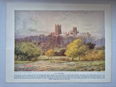 Alter antiker Druck 1926 Großbritannien schöne Ely Kathedrale