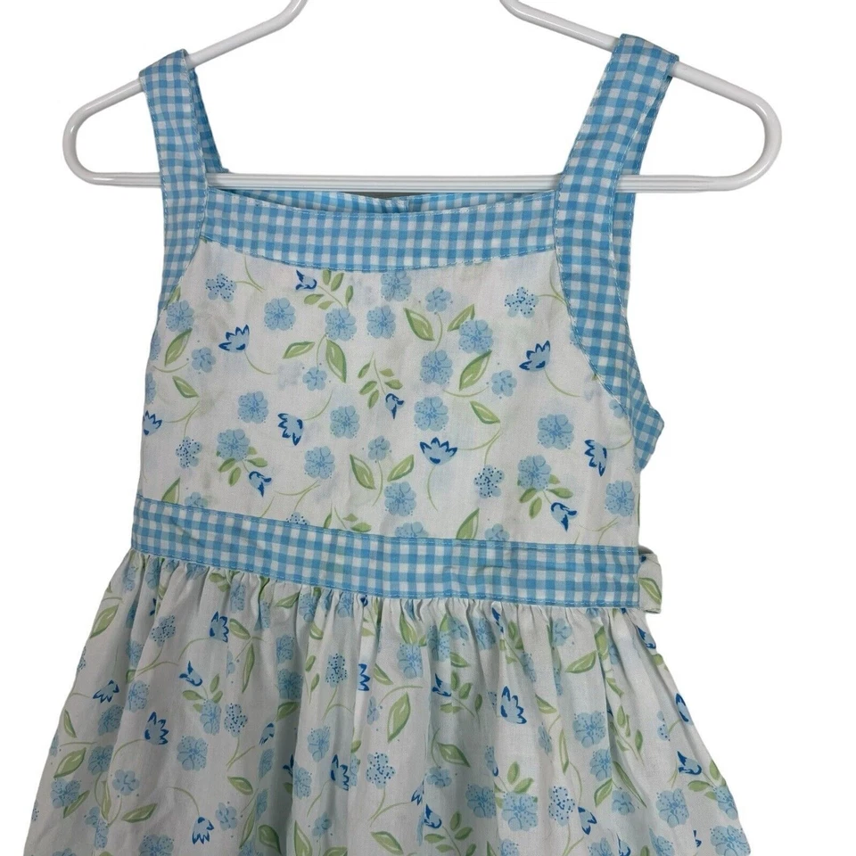 Brooks Fitch Apparel Blue Green Floral Sleeveless Dress Tie Waist Girls 6X - Image 2 of 4