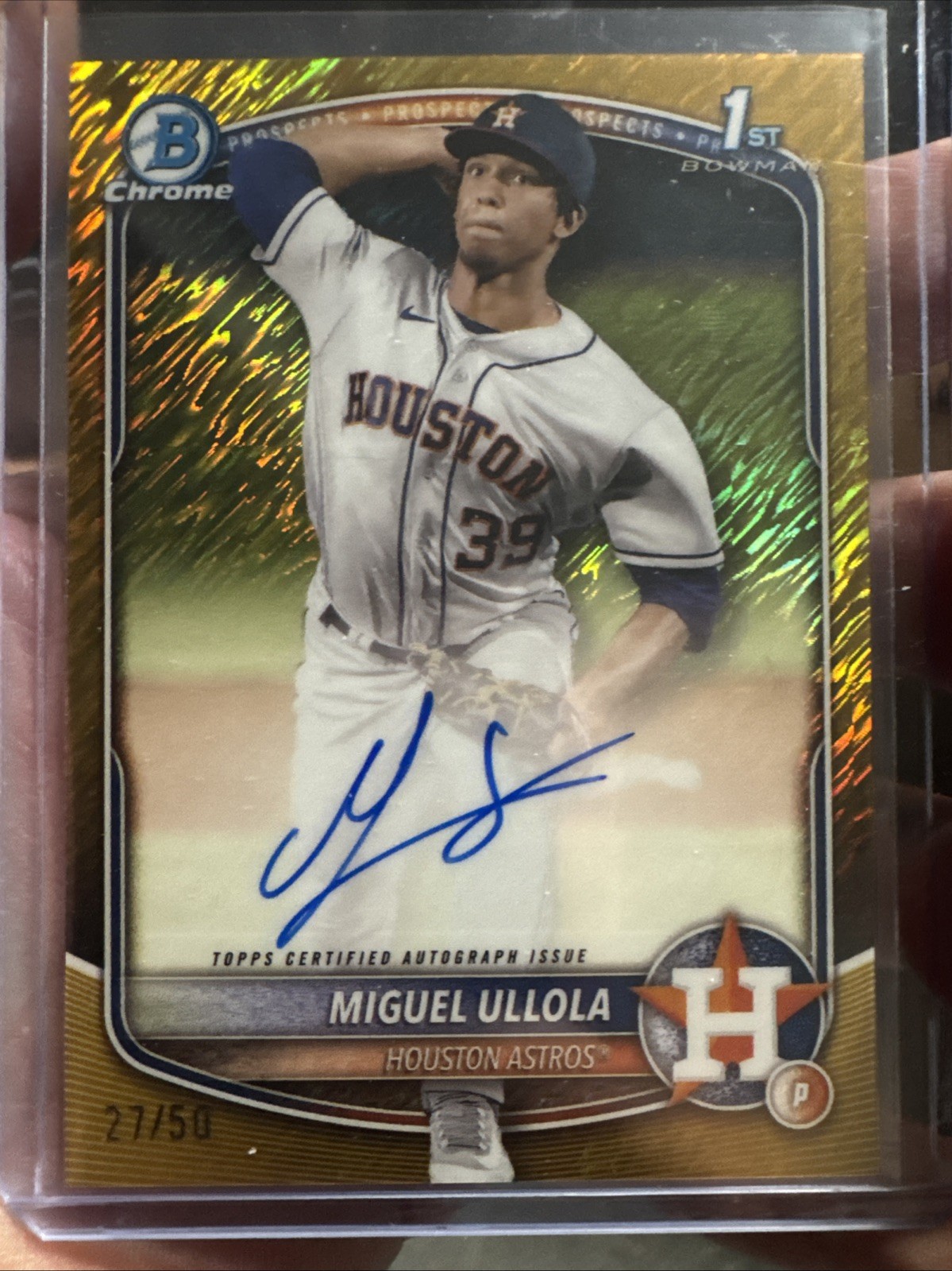 2025 Bowman Chrome Miguel Ullola #CPA-MU 1st Bowman Auto Gold Shimmer /50