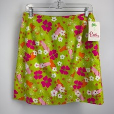 Lilly Pulitzer Vintage White Label Flip Flop Floral Skirt Gidget Green 6 NWT