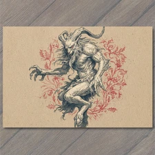Art Print Krampus Christmas Devil Monster Gothic Goat Demon Holiday Folklore Red