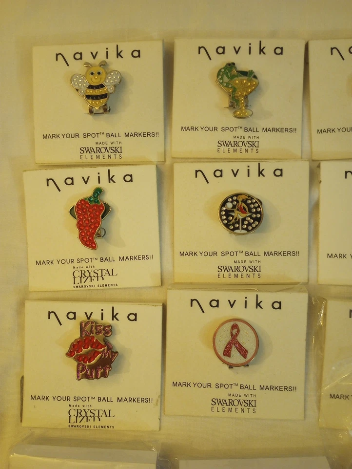 Lote 19 Marcadores de Bola Navika con Clip de Sombrero Swarovski Lugar de Mujer Kiss My Putt Foto 2 de 4