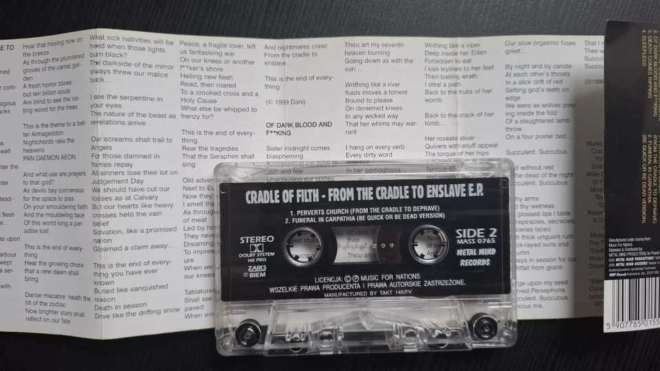 Cradle Of Filth – From The Cradle To Enslave E.P. 1999 MC Tape Cassette - Image 2 of 2