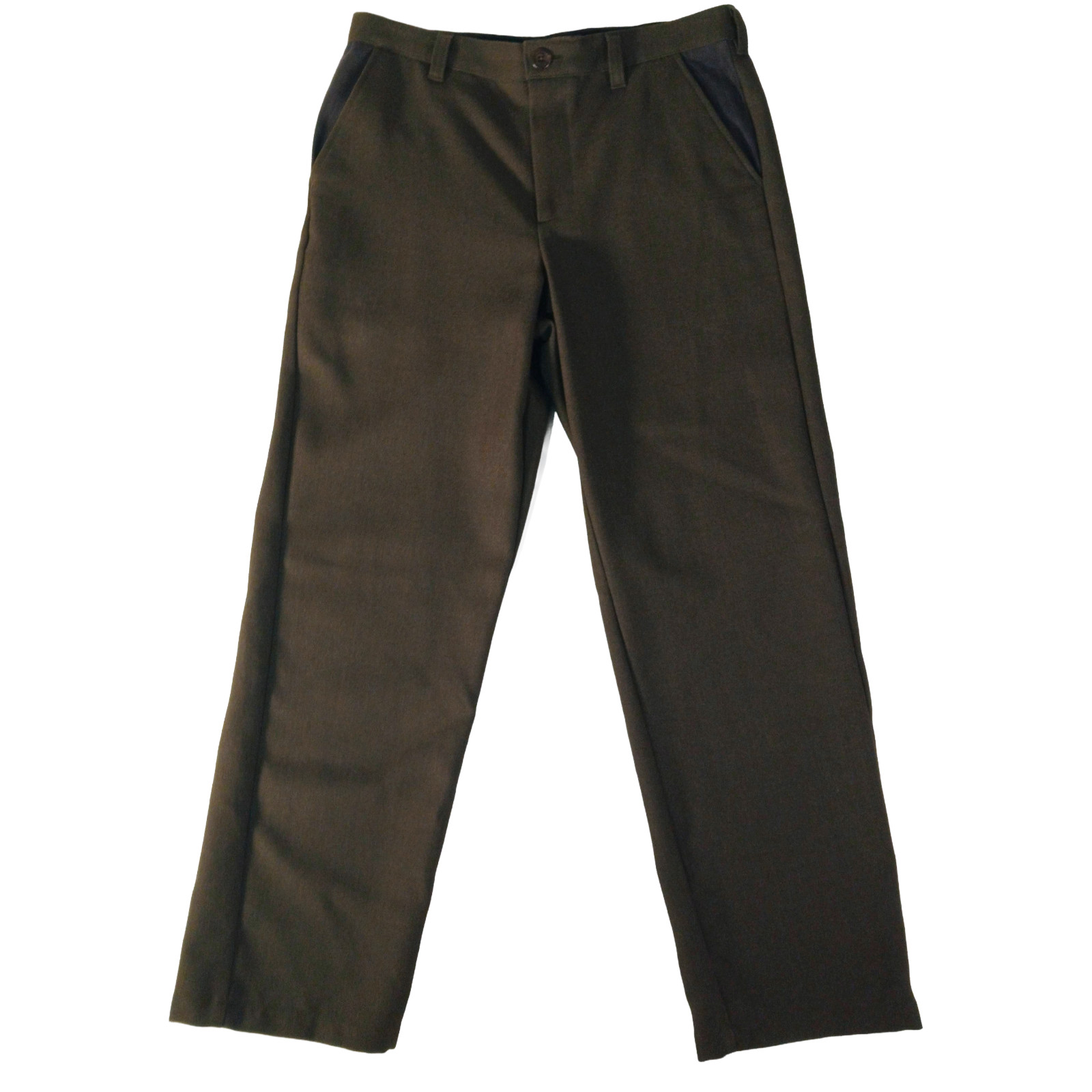 LL Bean Dress Pants 32x31 Dark Olive Green Washable 100% Wool ItemID 271122