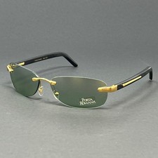 Porta Romana 1003-100 Gold Black Unisex Sunglasses Green Lens Rimless