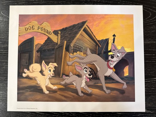 Disney Lady & the Tramp II•Scamp's Adventure• 4 Lithograph Portfolio, PO-VG++ - Picture 5 of 11