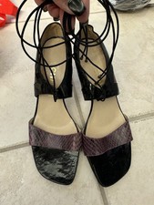 CHANEL RUNWAY 4CC LOGO UNIQUE SNAKESKIN LACE WRAP SEXY STILETTO CLUB PARTY SHOES
