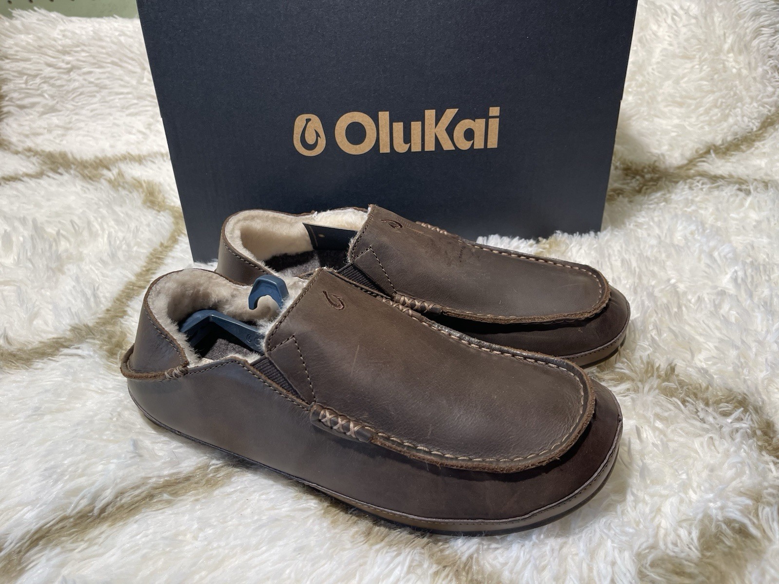 🧡NWT*Olukai Moloa Men's Size 9 Premium Leather Shearling Convertible Slippers🧡