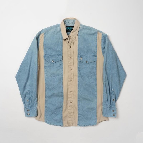 Men Vintage Lone Rock Shirt Beige Denim 38 / M /