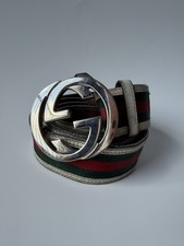 GUCCI BELT WHITE GREEN RED LEATHER 