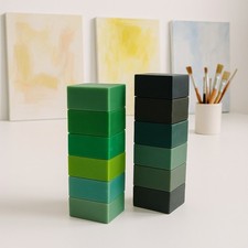 set palette verde vernici encaustiche fatte a mano di sonja dodici colori blocchi 15ml