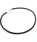 Choker Necklace Braided Leather 4mm Cord with 925 Silver Clasp Gothic Jewellery