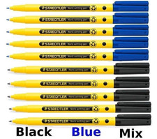 Image of 5 x STAEDTLER Handwriting Pen Black / Blue Ink 0.6mm School Smooth Writing 307