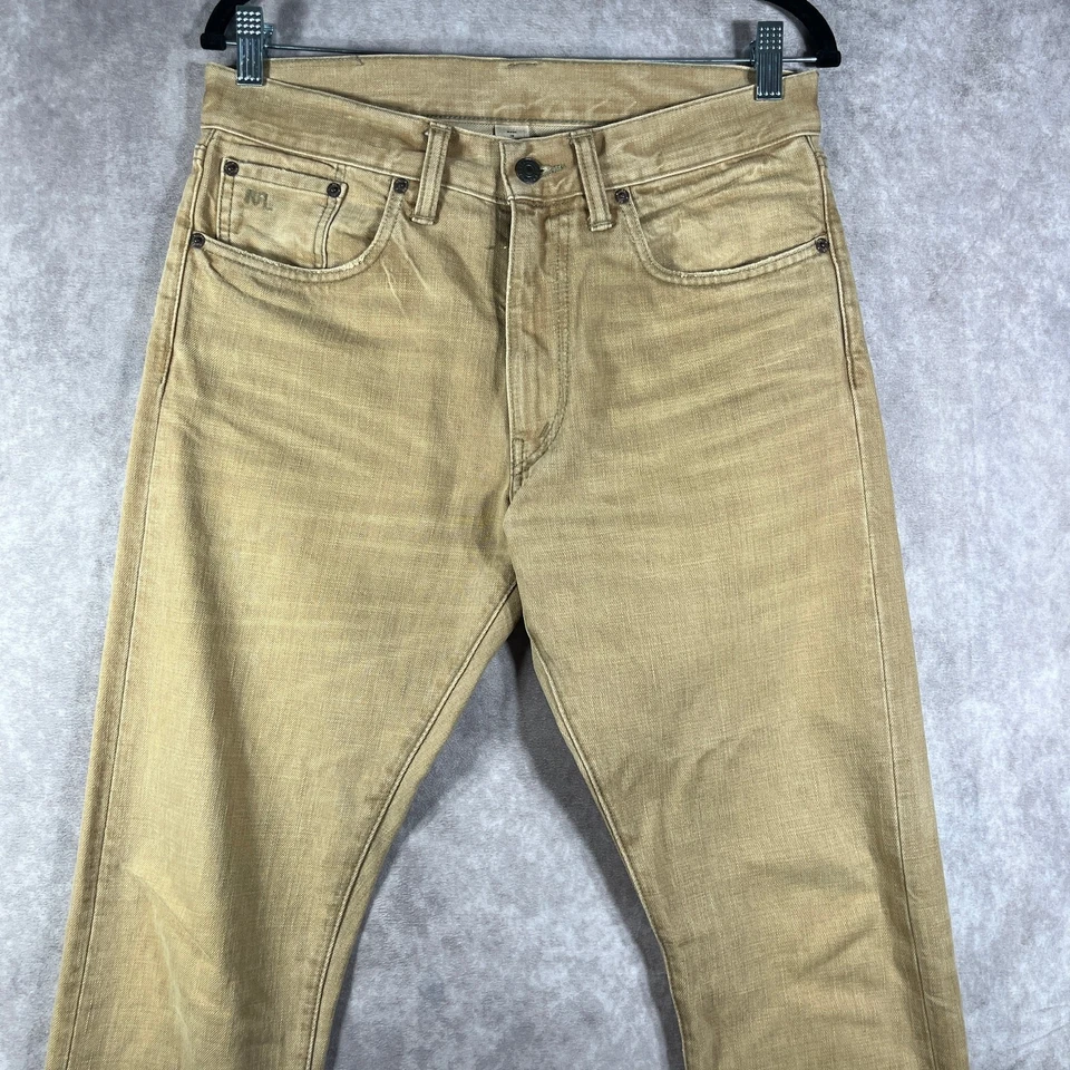 Jeans masculino jeans japonês RRL Ralph Lauren 30X30 marrom alto fino preppy casual - Imagem 2 de 4