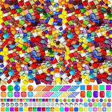 3200 Pcs Colorful Irregular Crystal Mosaic Tiles, 6.6lb Tiny Mosaic Tile DIY ...