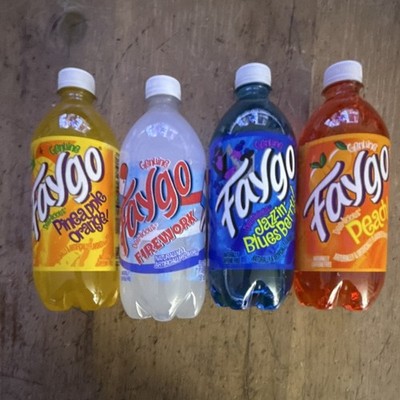 Faygo Soft Drink 4 Pack Pineapple Orange, Firework, Jazzin' Bluesberry, Peach
