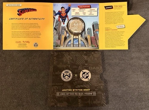 2025 P SUPERMAN 1 OZ SILVER DC COMICS U.S Minted .999 FINE MATTE- High Relief