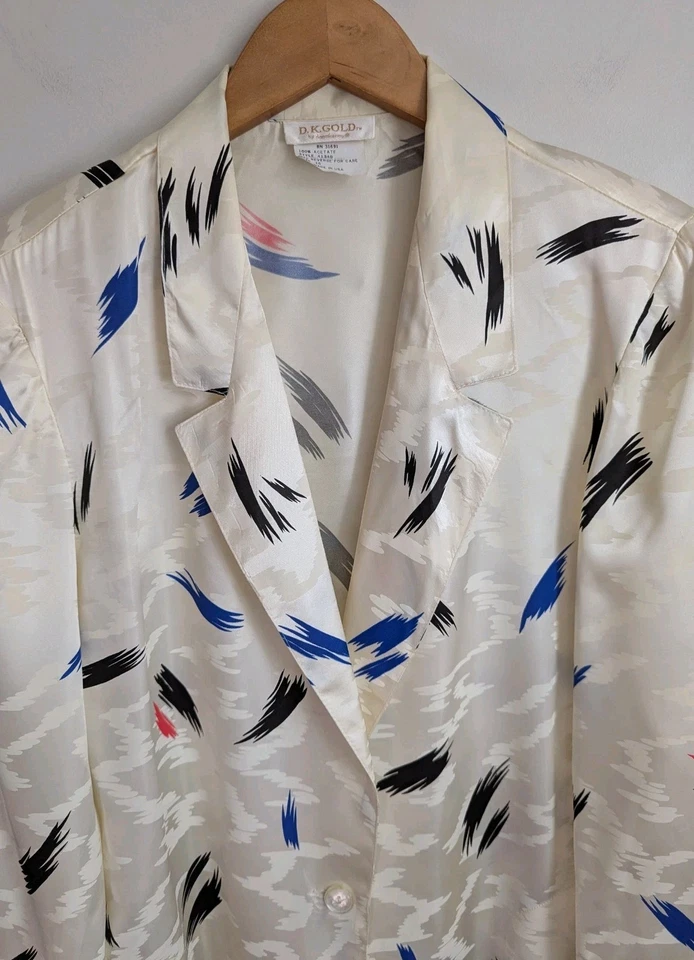 Chaqueta Blazer Vintage Totally Años 80 Gran Tamaño Satinado Nueva Ola Fiesta Bolsillos Cuadrados M L Foto 4 de 4