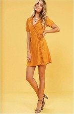 Minkpink - Selina Frill Wrap Dress - Mustard