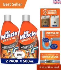 Duo Pack Drain Gel Cleaner - 3x Better than Bleach & Safe for All Pipes, 1000ml