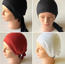 Beanie Scrub Soft Tie-Back Cap Hat under-scarf Hijab Hair Cover/Chemo/Nurse Hat