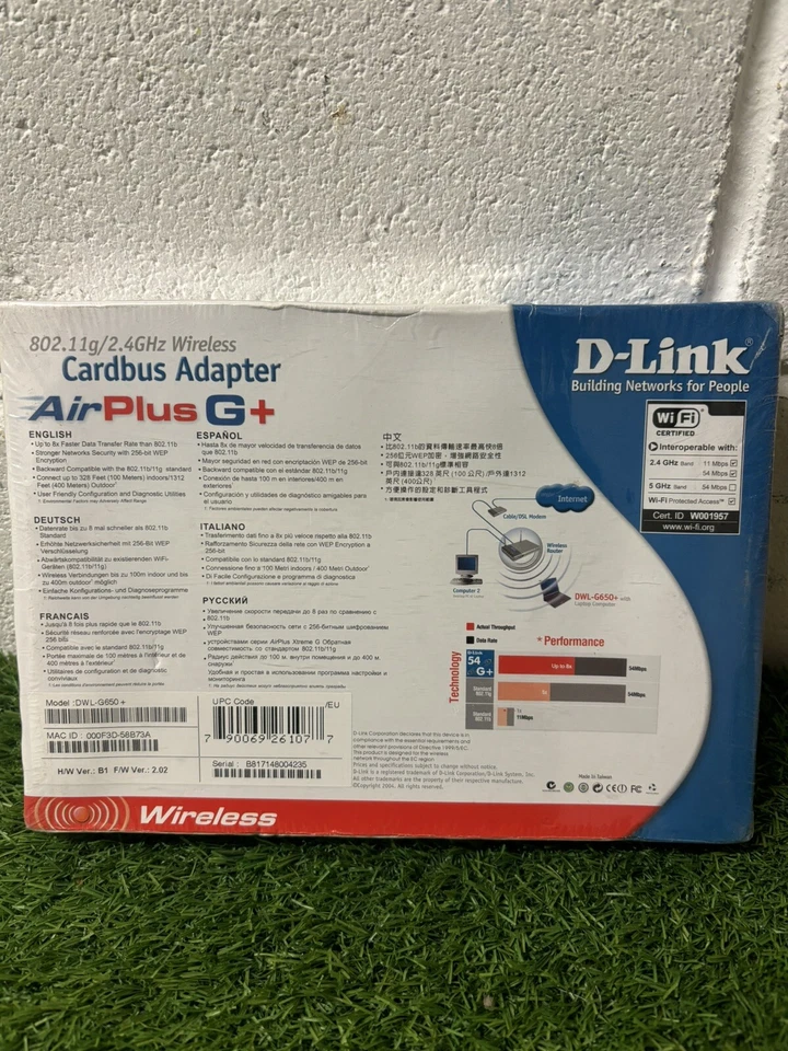 Wireless Network Cardbus Adapter D-Link Airplus DWL-650+ sh1 - Image 2 of 3
