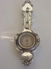 RARE ANCIEN BAROMÈTRE BANJO ARGENT POINÇONS ANGLAIS