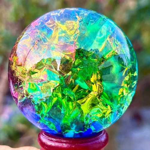 Sfera di quarzo arcobaleno titanio naturale 157G sfera di cristallo guarigione - Foto 16 di 24