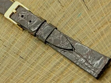 NOS Vintage Stylecraft Brown Crocodile Watch Band w Gold Tone Buckle 13mm Unused