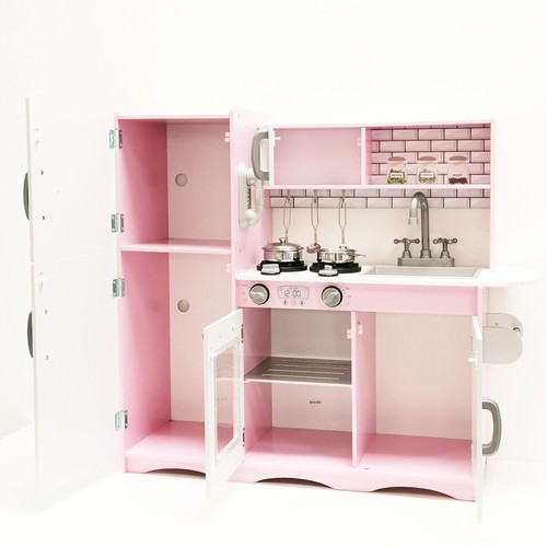 Wooden Kids Kitchen Toys Pretend Play Set Toddler Children Cooking Home Cookware - Picture 8 of 11
