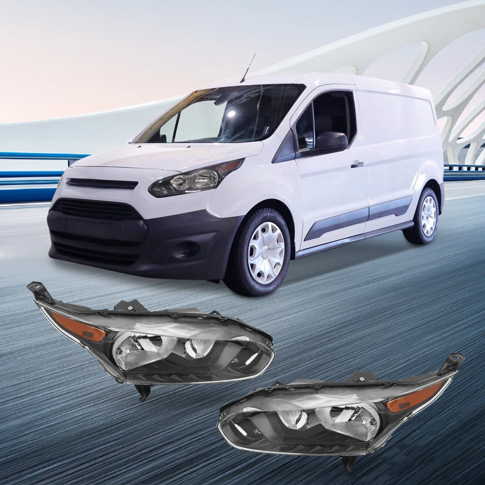 Left+Right For 2014-2018 Ford Transit Connect Halogen Headlight Headlamps w/Bulb Foto 2 de 4