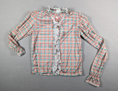 Stranger Things Barb Shirt Adult Small Petite Costume Plaid Checks Ruffles