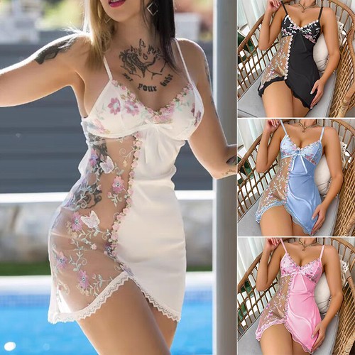 Sexy Lingerie Women's Lace Chemise Babydoll Sleepwear Boudoir Nighty Pajamas Set