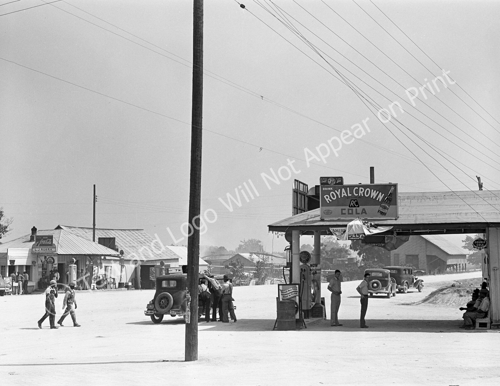 1941 Gas Stations, Woodville, Vintage Old Photo 8.5" x 11