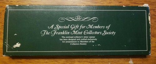 The Franklin Mint Collectors Society Letter Opener Heavy Pewter Ben Franklin