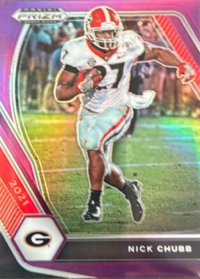 2021 Panini Prizm Draft Picks Collegiate #90 Nick Chubb Purple 56/75